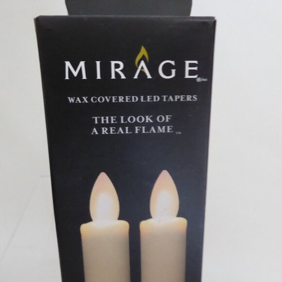 NEW 9” MIRAGE WHITE TAPERED REAL WAX FLAME EFFECT CANDLE SET BATTERY POWERED - Picture 3 of 10
